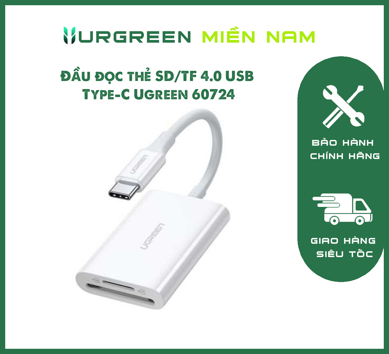 Đầu đọc thẻ SD/TF 4.0 USB Type-C Ugreen 60724